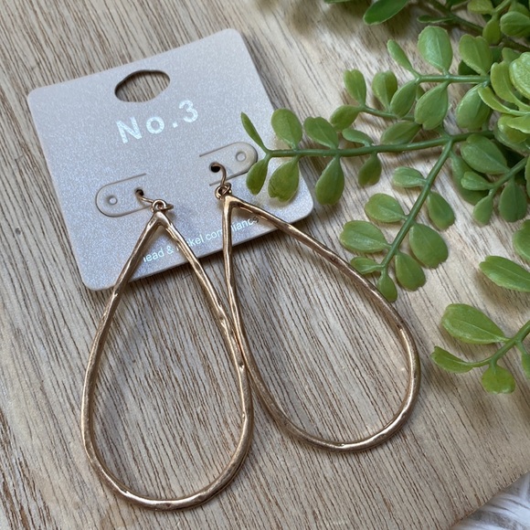 No. 3 Open Teardrop Earrings 💗 Gold - Picture 4 of 10